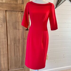 Black Halo Vibrant Red Midi Dress Sz 2